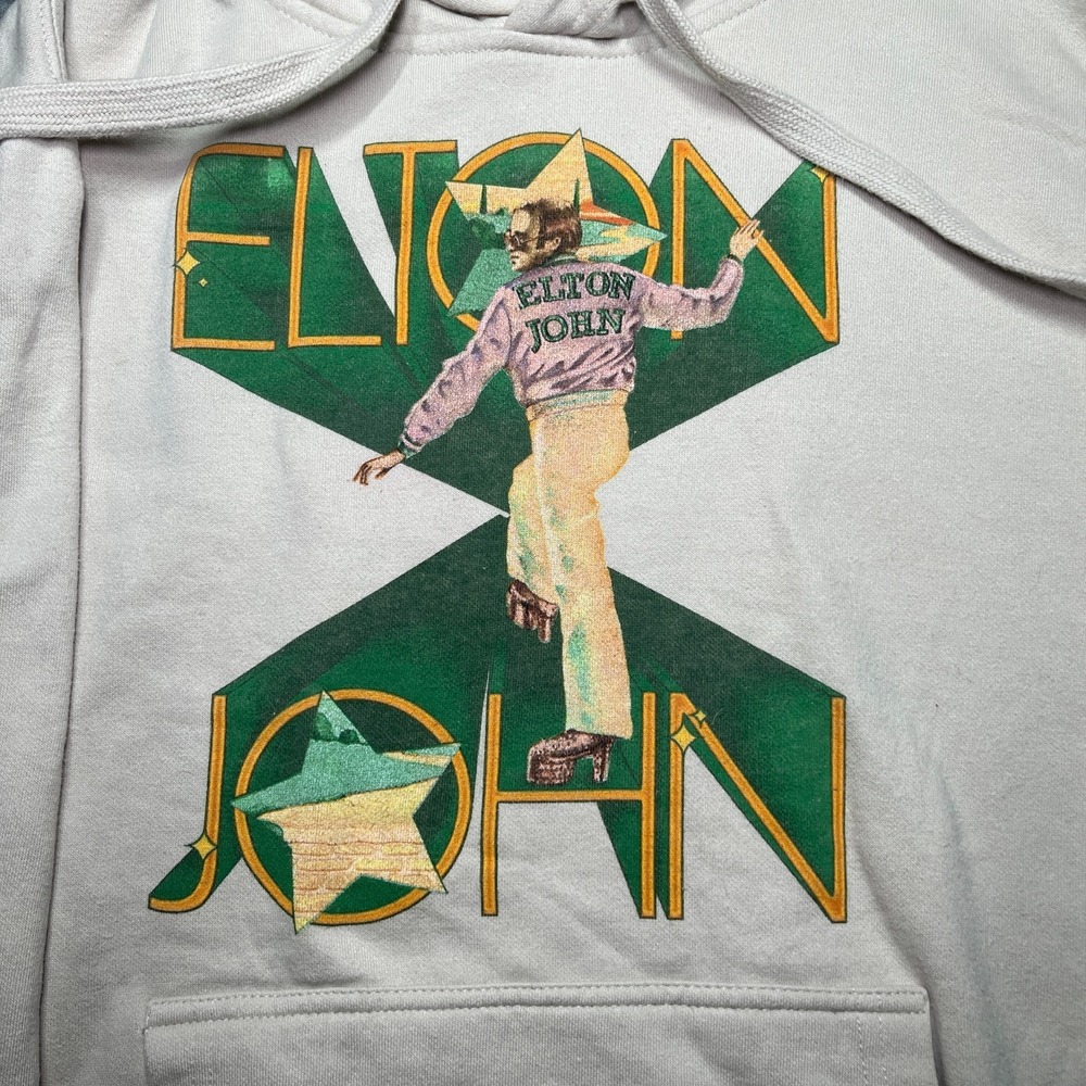 Elton John Hoodie Sweatshirt Medium Beige Farewell Yellow Brick Road Concert '22 - Picture 3 of 12